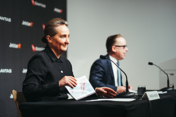 Qantas chief executive Vanessa Hudson and her predecessor Alan Joyce.