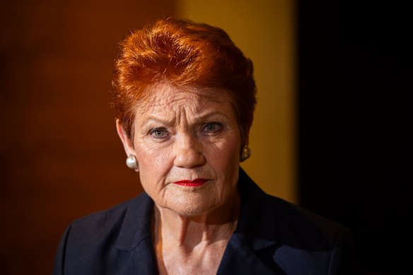 One Nation leader Pauline Hanson. 