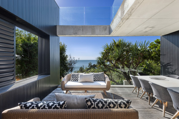The Alex Popov-designed residence known as The Hutt at Whale Beach is listed for $14 million.