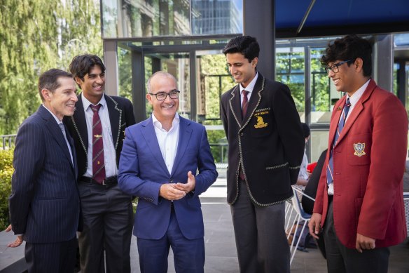 Acting Premier and Minister for Education James Merlino had morning tea at Parliament House with some VCE graduates on Thursday.