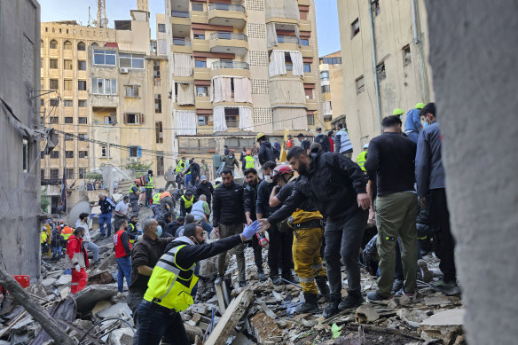 The site of an Israeli airstrike on Beirut, Lebanon, on Tuesday.
