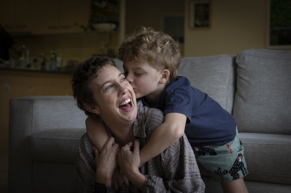 Emily West, 36, says telehealth appointments have been a ‘game changer’ for her and her son Freddie Conly, who turns five on Friday. 