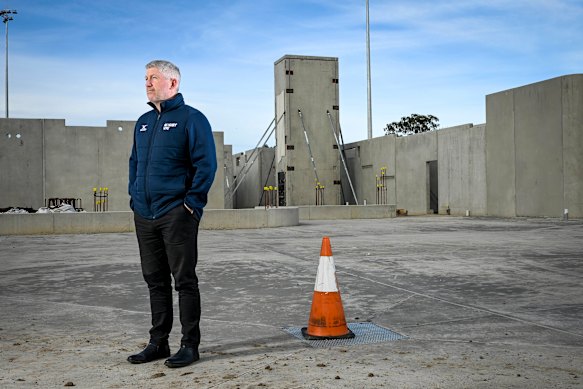 Rugby Victoria CEO Aaron Bailey at the sport’s unfinished centre of excellence in Bundoora.