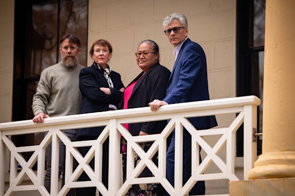 From left, David McGuire, Karyn McCluskey, Matelina Aulava and Vincent Schiraldi gave evidence to NSW parliament on how to reduce youth offending.