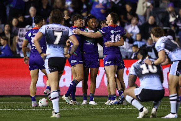 Adam Pompey celebrates a try.
