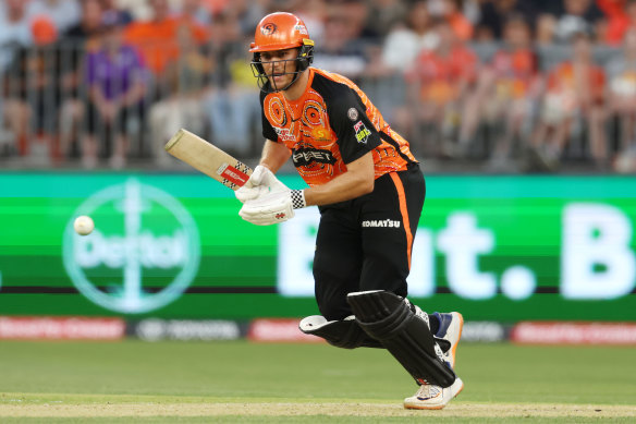 Perth Scorchers’ Aaron Hardie scored an unbeaten 90 runs off 62 balls against the Hobart Hurricanes on Wednesday.
