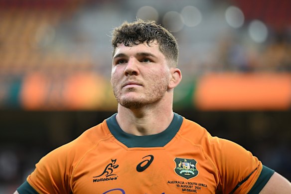 Carlo Tizzano on debut for the Wallabies in 2024.