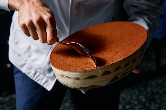 The tiramisu, before the scooping has begun. 