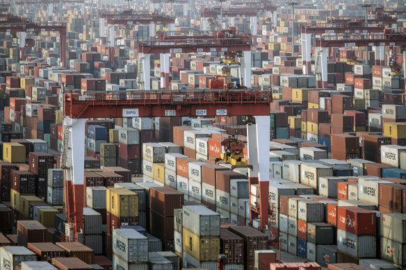 The imbalance in trade is reflected in massive buildups of empty containers in or near the ports of advanced economies and a shortage of containers in China.