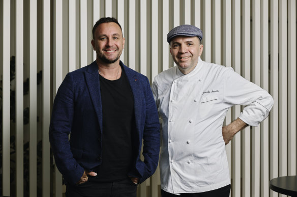 Pompette’s Michael Tassis and chef Jean-Luc Morcellet.