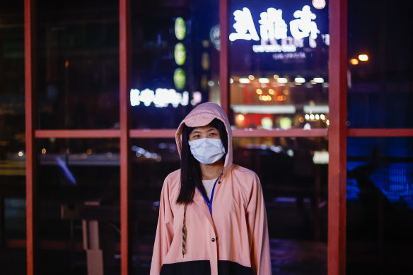 Sue Chang in May, after a wartime scenario first-aid training exercise in Taoyuan, Taiwan.