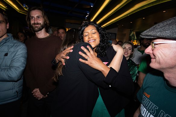 Ratnam at the Greens’ campaign party on election night.