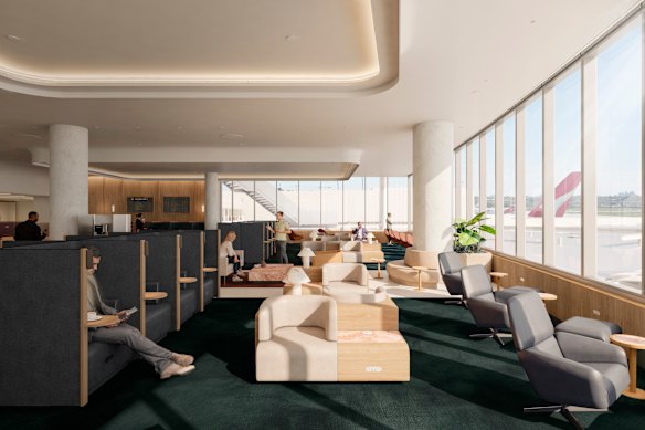 Expansive views and an expanded footprint is planned for the Sydney-based Qantas international business lounge.