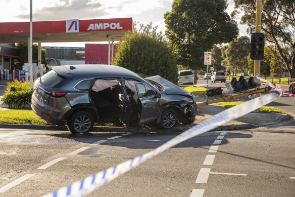 Police say the car involved in the June shooting crashed into a fire hydrant and pole on Box Forest Road, near Sydney Road.