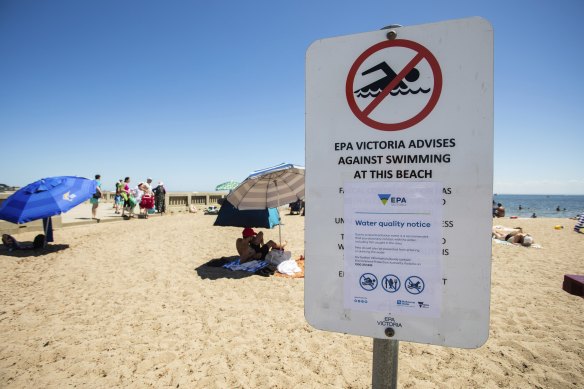 The EPA issued warnings about swimming at Elwood and St Kilda beach due to a vegetable oil contamination.