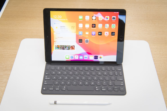 The Apple 7th generation iPad with its keyboard accessory.
