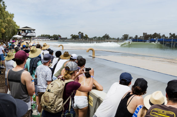Thousands of fans attend surfing events at the Lemoore Surf Ranch. 