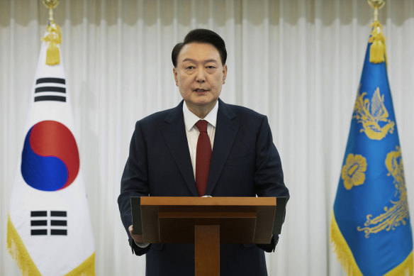 Defiant: Impeached President Yoon Suk Yeol in December.