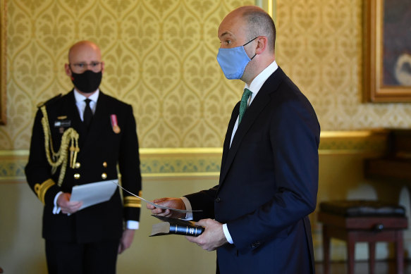 NSW Treasurer Matt Kean is sworn in on Tuesday.