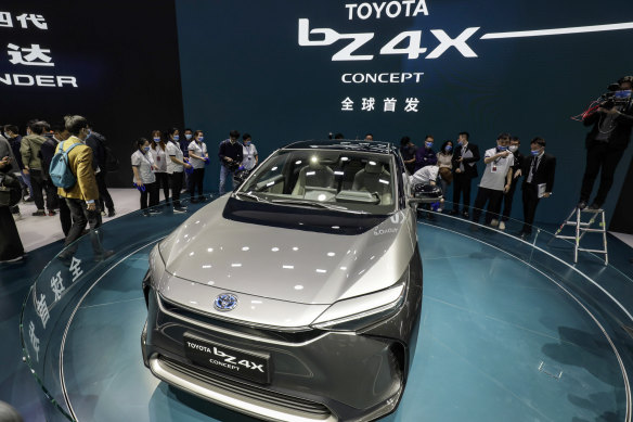 Toyota’s bZ4x SUV, with a name short for “beyond zero”, will offer a driving range of 516 kilometres.