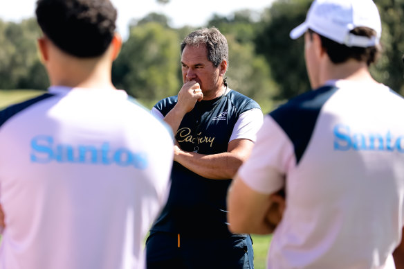 Wallabies coach Dave Rennie at training on Monday.