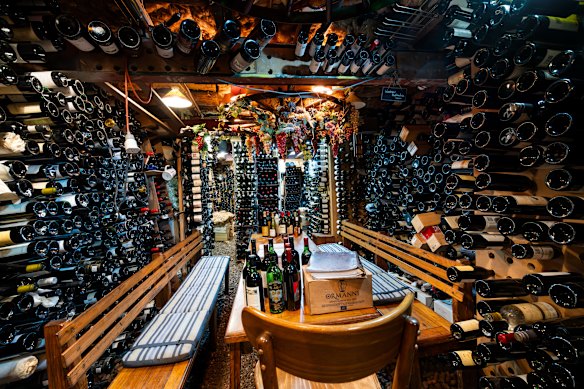  The restaurant’s famous cellar.