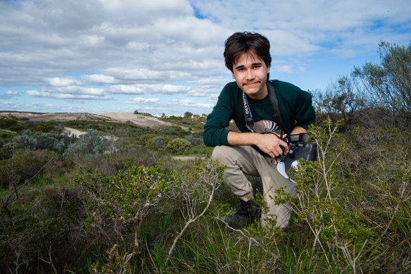 Michael Lun where he found a new Peacock Spider witth the Elavale Eglinton Peet housing development behind him.