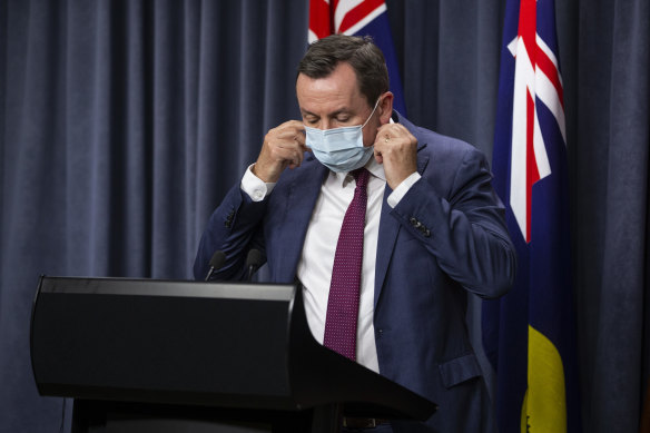 WA Premier Mark McGowan prepares to speak to media on Friday.