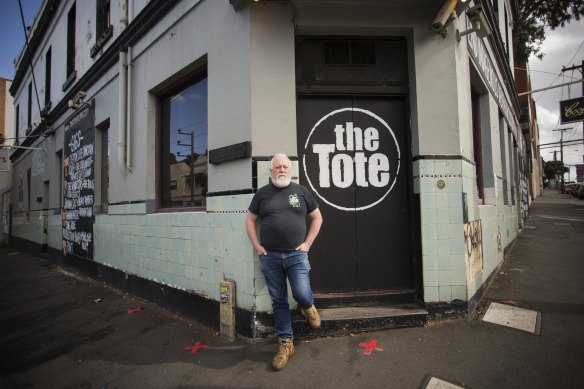 Tote Hotel co-owner Jon Perring outside the legendary Collingwood live music venue.