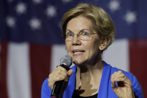 Eyes on the billionaires: Democratic presidential candidate Senator Elizabeth Warren.