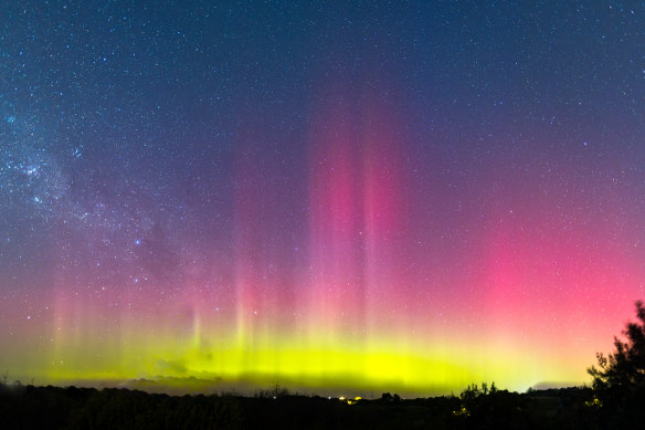 A view of the aurora australis at Fingal on the Mornington Peninsula. 