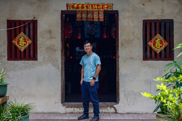 Stationery shop owner Song-wei Wang at his ancestral home in Kinmen.