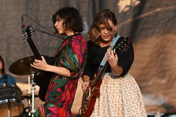 Carrie Brownstein and Corin Tucker at Riot Fest 2022 in Chicago.