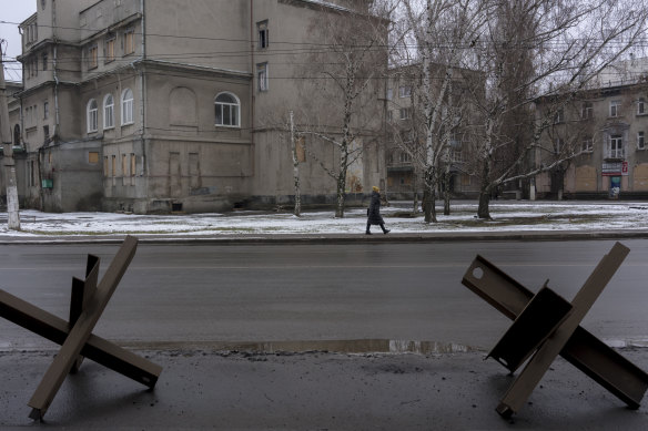 A downtown area of Slovyansk, Ukraine.