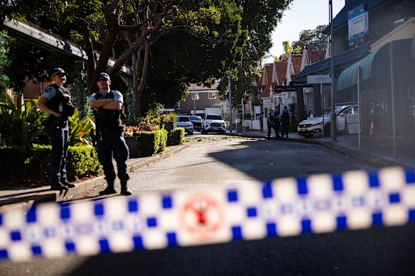A crime scene was established outside the store.