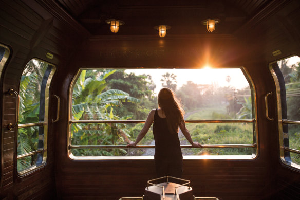 The view from the caboose on Belmond’s sumptuously restyled train.