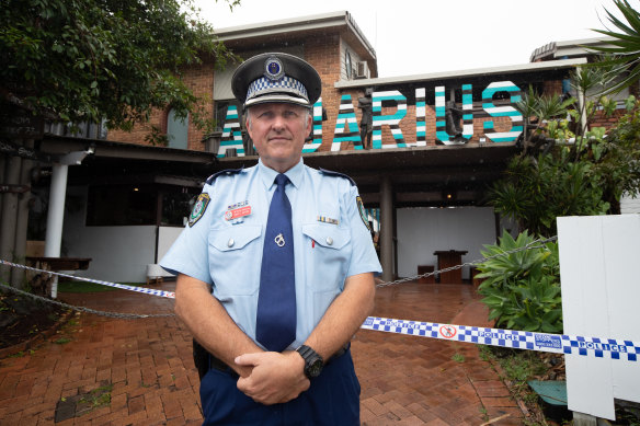 Detective Inspector Matt  Kehoe at Aquarius Backpackers Byron Bay on Thursday.