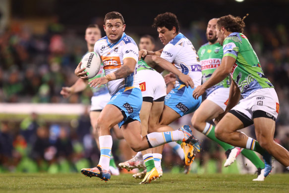 Ashley Taylor makes a break at GIO Stadium.