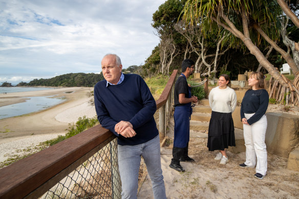 Beach Byron Bay owner Ben Kirkwood with his staff, Sanket Ancharya, Gabby Farnham and Abbey Brady.