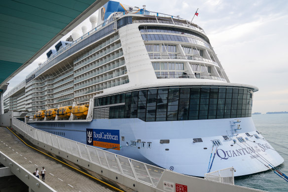 The Quantum of the Seas cruise ship docked at the Marina Bay Cruise Centre in Singapore on Wednesday.