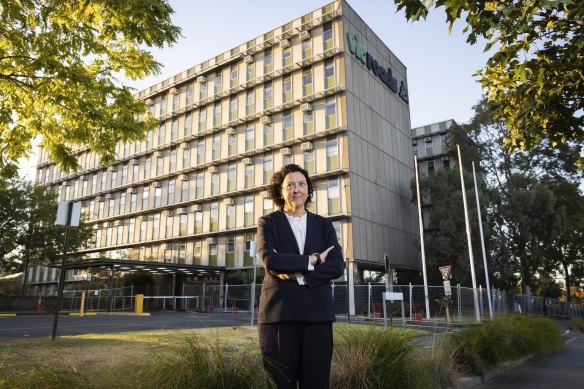 Kooyong MP Monique Ryan at the Kew site on Friday morning.