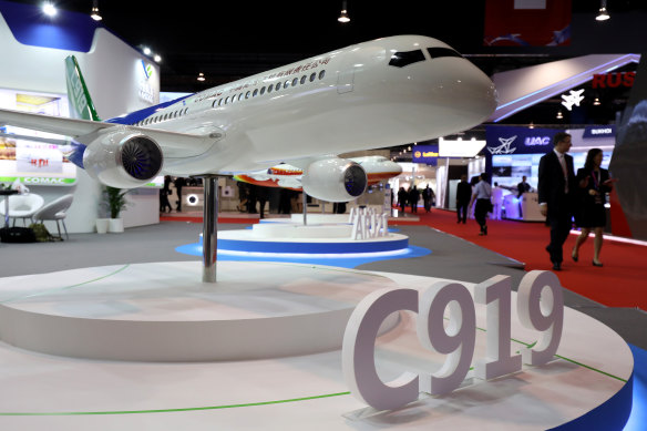 COMAC's flagship C919 plane, its rival to Boeing and Airbus.
