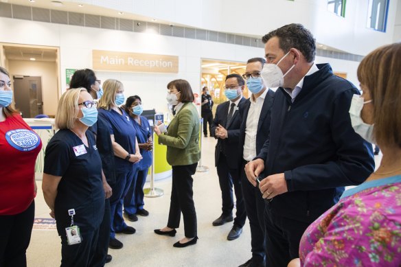 Premier Daniel Andrews and Health Minister Mary-Anne Thomas visit Monash Children’s Hospital on Sunday.