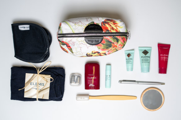 Everything you need: British Airways’ first-class amenity kit.