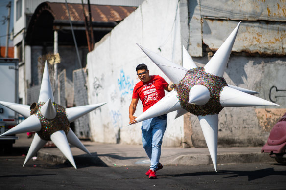 Star-shaped pinatas are a popular part of Christmas in Mexico.