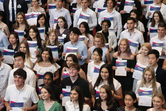 Students who obtained first place in their 2019 HSC course last month.