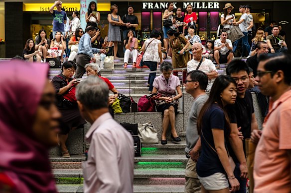 The Orchard Road shopping strip is a beacon of wealth.