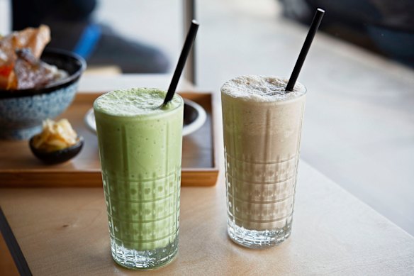 Ma-po hojicha gelato milkshake.