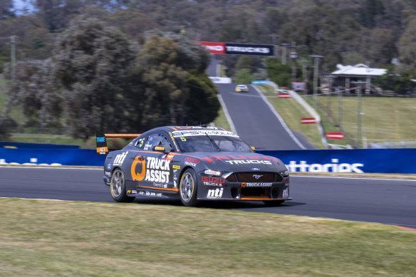 Lee Holdsworth charges during qualifying for the Bathurst 1000 on Friday.