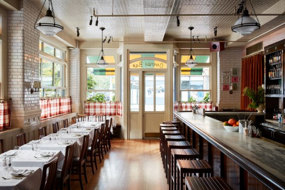 The hotel’s charming French-bistro inspired diner, Corner Bar.